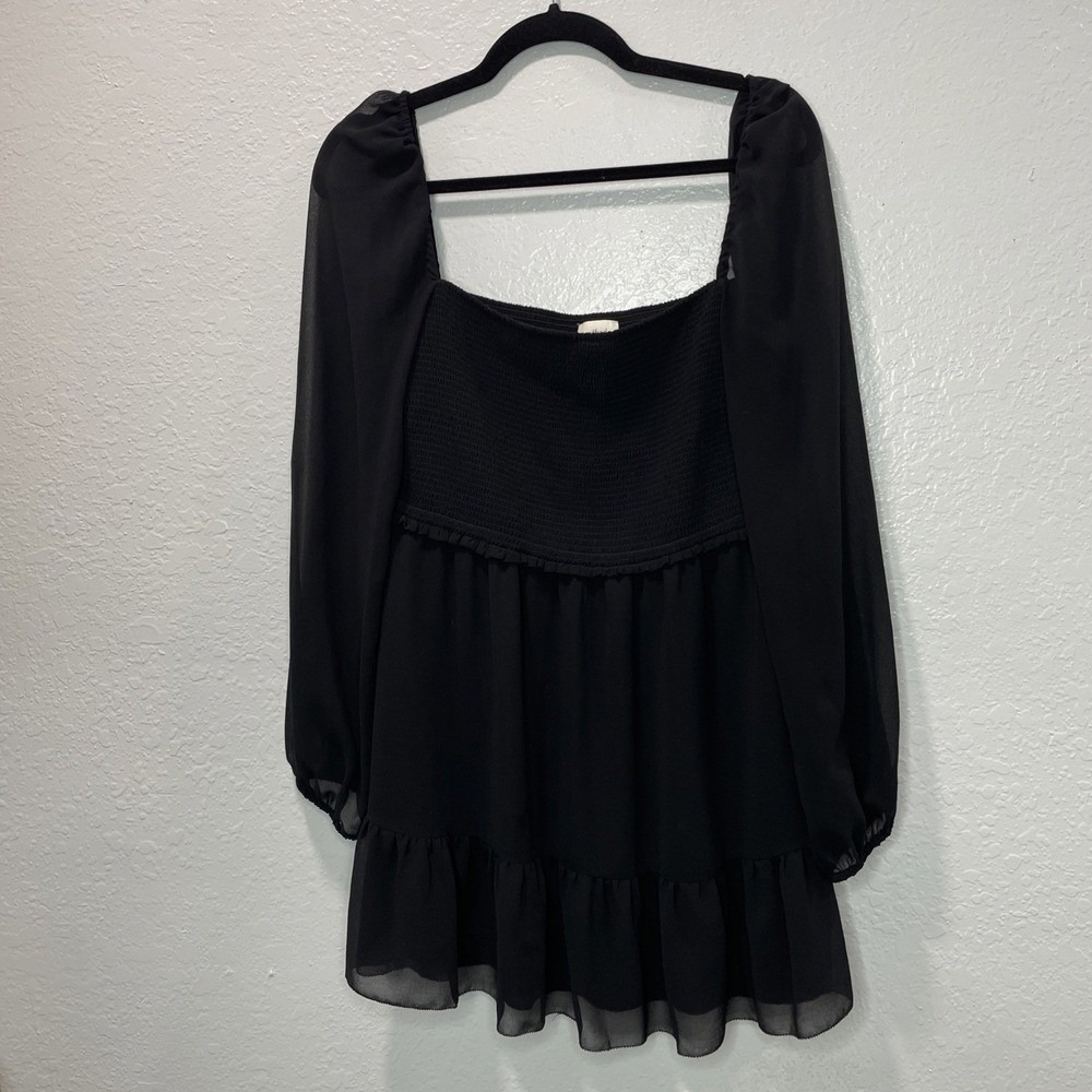 Aritzia Wilfred Tempest Mini Dress Long Sleeve Black Large